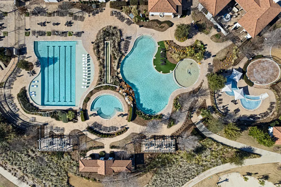 Aerial view of Viridian's resort-style community pools