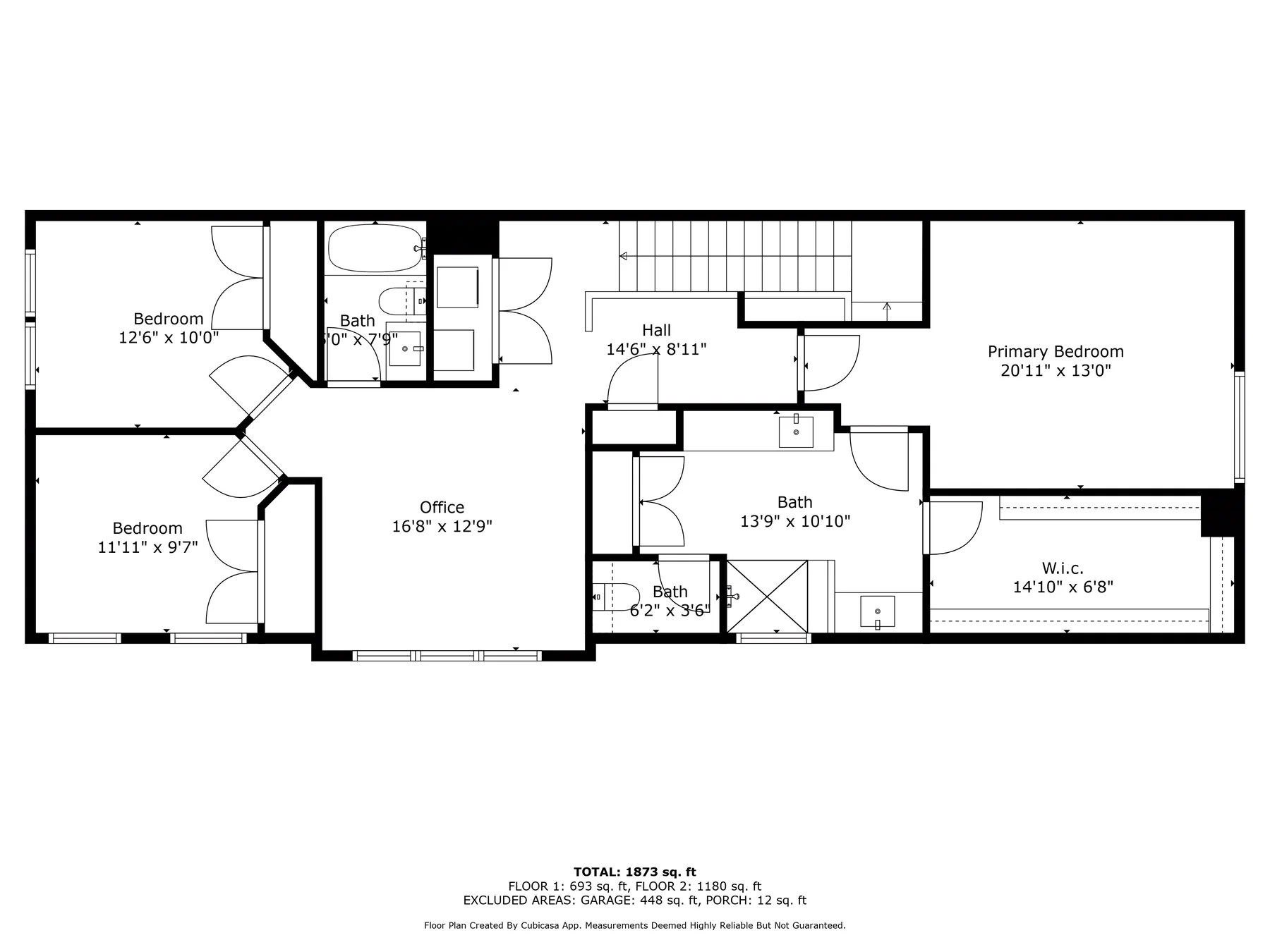 Second floor plan of 4335 Fall Blossom Dr with dimensions for the primary bedroom, office, and two secondary bedrooms
