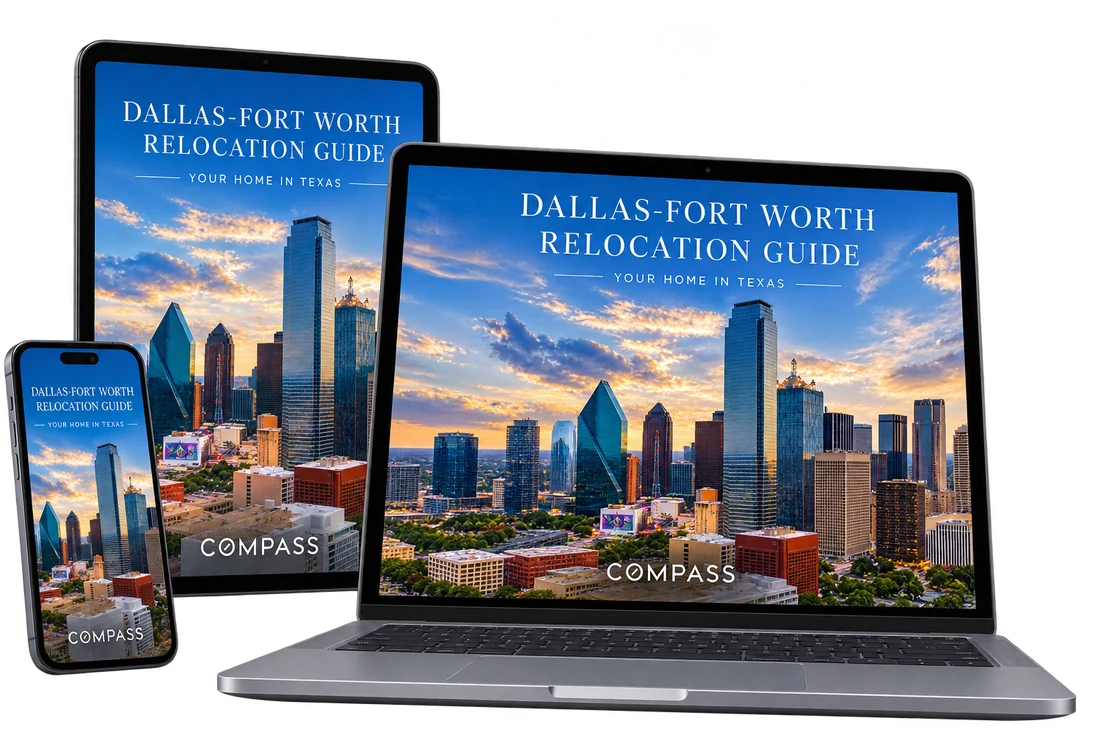 Free DFW relocation guide ebook on laptop, tablet, and phone
